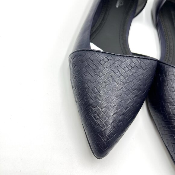 Brooks Brothers Size 8 Navy Blue Leather Pointed Toe D'Orsay Flats Shoes - Picture 4 of 13